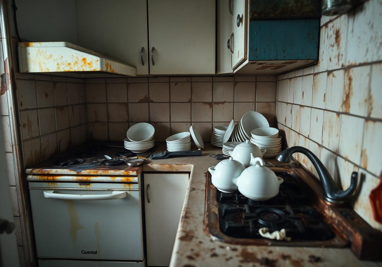 Dirty kitchen before BDSD cleaning